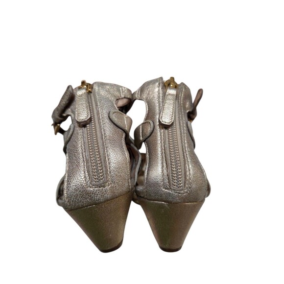 Tory Burch Emerson Metallic Platinum Shoes Women's 5.5 Wedge Dust Bag SH.1 - Picture 7 of 10